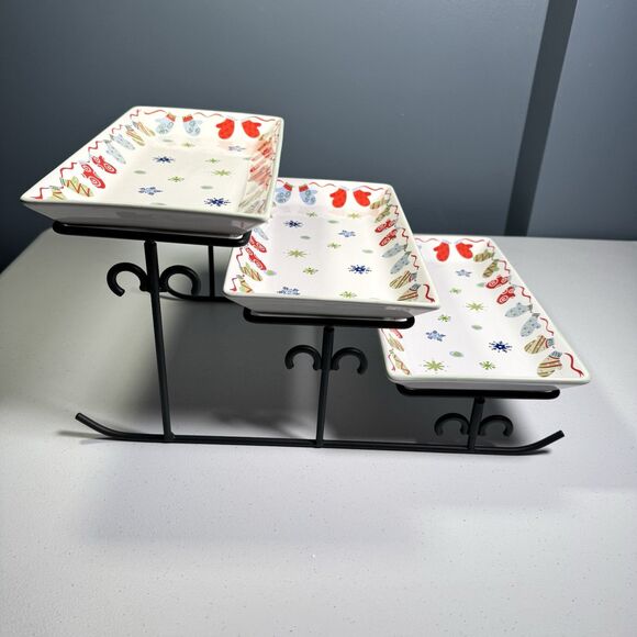 Rare -‎ Pfaltzgraff Taffy Candy Christmas 3 Step Buffet Server Holiday | Retired - Picture 4 of 8